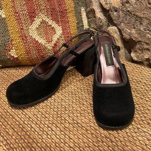 Unlisted SlingBack Black Suede Closed Toe Heels Sz 7.5